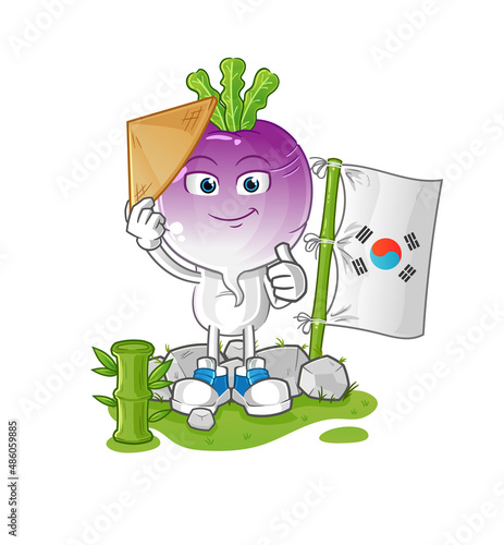 turnip head cartoon korean character. cartoon mascot vector