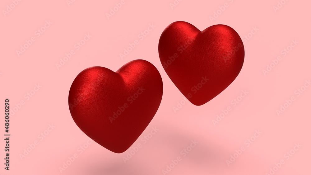3d render, two red hearts on a pink background in the air background for Valentine's Day 3d render, two red hearts on a pink background in the air background for Valentine's Day