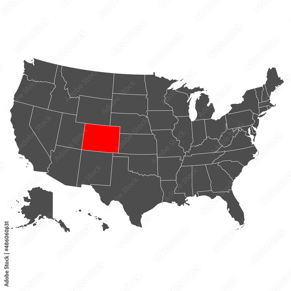 Vector map of Colorado. High detailed illustration. Country of the United States of America. Flat style. Vector