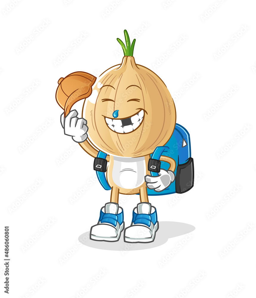 Obraz premium garlic head cartoon goes to school vector. cartoon character