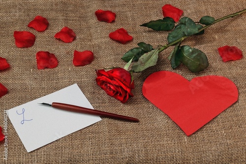 red rose and heart
