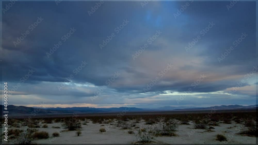 Time lapse movie over desert area in the Yushua Tree national Park in Southern California