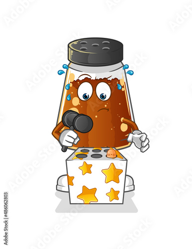 pepper powder play whack a mole mascot. cartoon vector