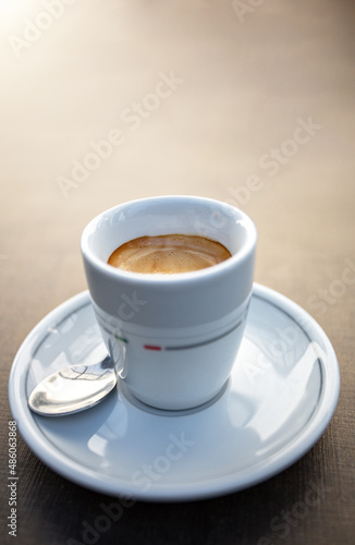 morning espresso coffee in a small ceramic cup. coffee concept. isolated background