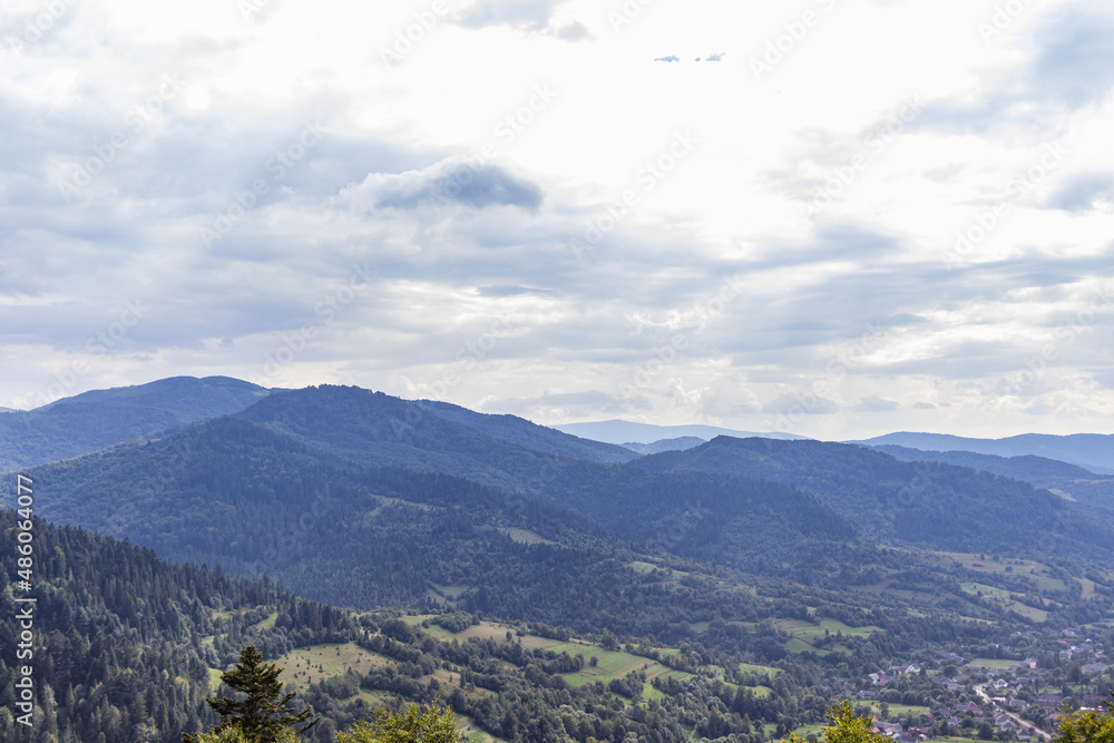 Beautiful panoramic views of the Carpathian Mountains from Uzhotsky pass high peack mountain in Ukrainian Carpathians Mountains Beautiful panoramic views of the Carpathian Mountains from Uzhotsky pass high peack mountain in Ukrainian Carpathians Mountains