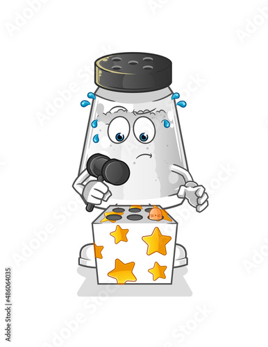 salt shaker play whack a mole mascot. cartoon vector
