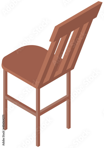 Chair wooden symbol for kitchen or cafe isolated on white. Home interior element modern stool sitting object in flat design style. Single brown furniture equipment. Simple relaxing place vector