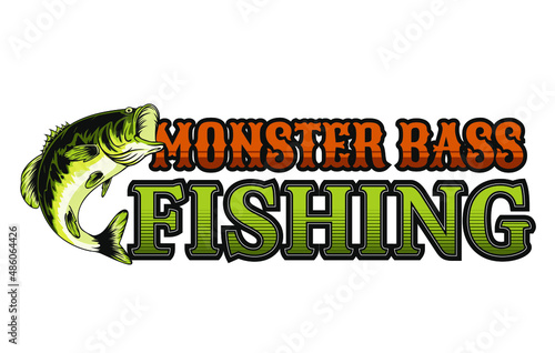 monster bass fishing design for stiker and more