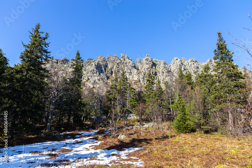 Responsive mountain ridge (or Otcliknoy ridge). Taganay national Park, Zlatoust city, Chelyabinsk region, South Ural, Russia