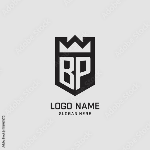 Initial BP logo shield shape, creative esport logo design