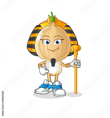 garlic head cartoon ancient egypt. cartoon mascot vector