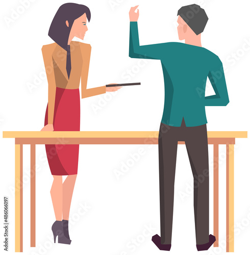 Businesspeople have project strategy planning meeting. Teamwork with business plan, creating new creative project. Meeting to discuss starting business. Colleagues discussing work in entrepreneurship