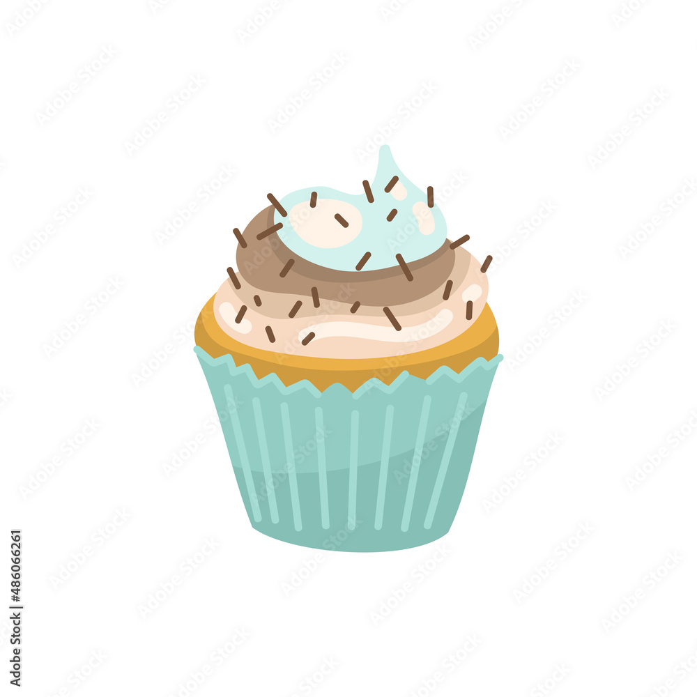 Vector cartoon cupcake on the isolated background. Vector cartoon cupcake on the isolated background.