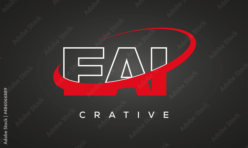 EAI letters creative technology logo with 360 symbol vector art template design