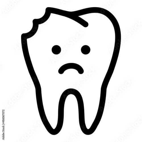 Molar Cavity Flat Icon Isolated On White Background