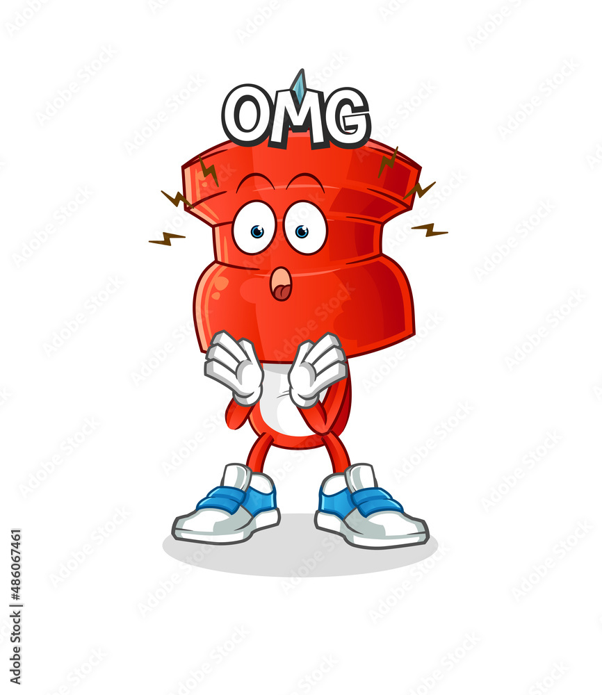 Obraz premium push pin head cartoon Oh my God vector. cartoon character