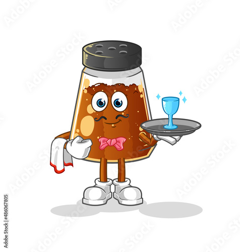 pepper powder waiter cartoon. cartoon mascot vector
