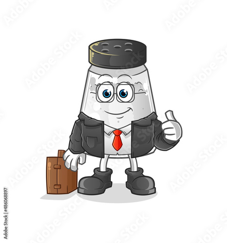 salt shaker office worker mascot. cartoon vector