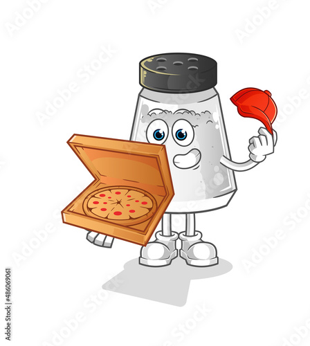 salt shaker pizza delivery boy vector. cartoon character