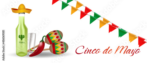 Cinco De Mayo. May 5th in Mexico. Realistic holiday attributes. mexican style