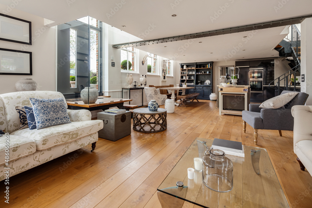 Chic modern luxury open plan home Stock Photo | Adobe Stock