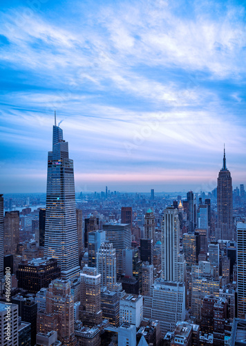 Manhattan skyline and grey weather