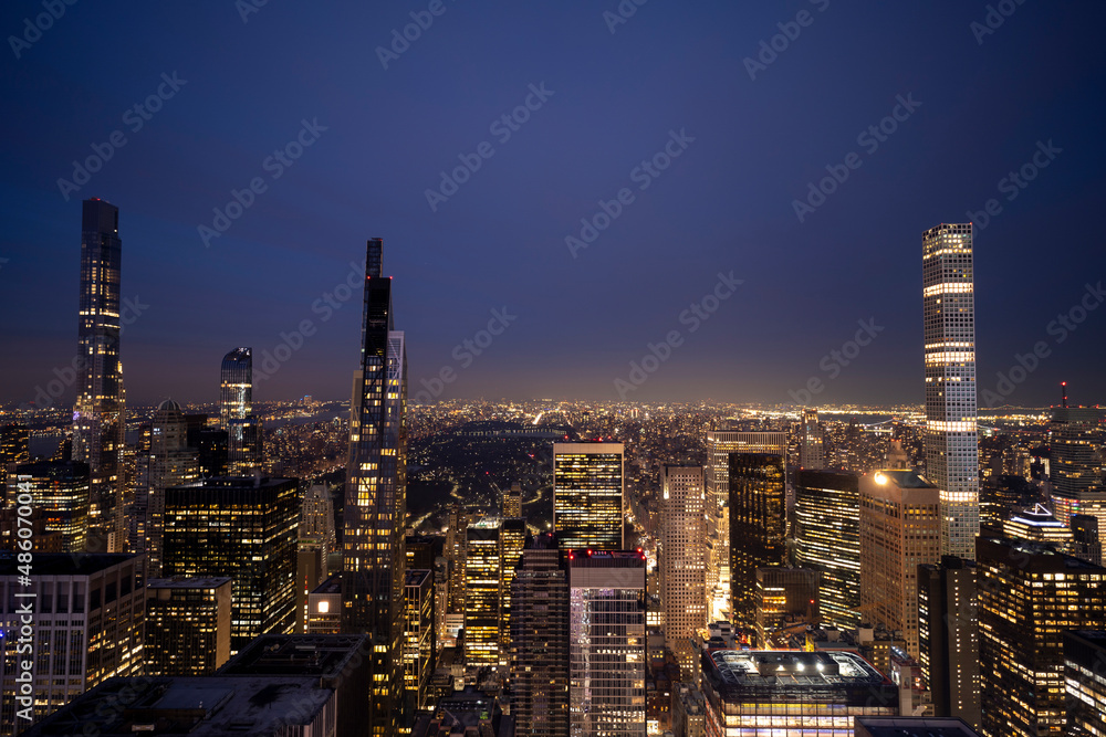 Manhattan and Central Park view at night
