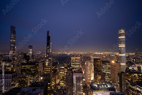 Manhattan and Central Park view at night