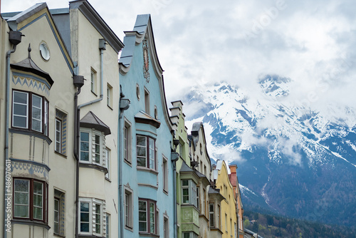 Innsbruck, Austria - April 16th 2018: Colorful historic facades in the city centre. © Thomas