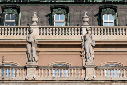Sculptures on Buda castle building in Budapest, Hungary