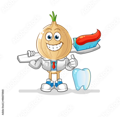 garlic head cartoon dentist illustration. character vector
