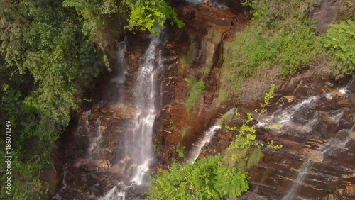 Drone shot of Waterfalls in rural Burundi.The Chutes de la Kagera .World Heritage Site with Unesco.  photo