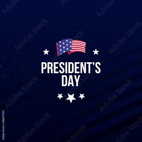 Happy Presidents Day in USA celebrate design with waving United States of America national flag. Vector illustration.