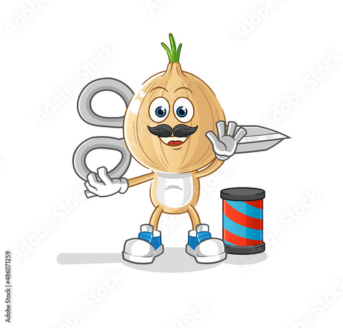 garlic head cartoon barber. cartoon mascot vector