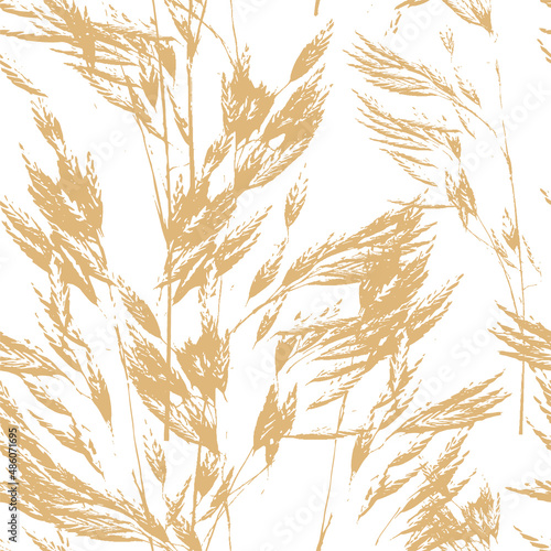 Oat Seamless pattern. Vector background texture with beige oatmeal, Healthy food package 