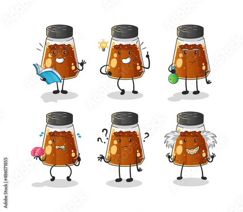 pepper powder thinking group character. cartoon mascot vector