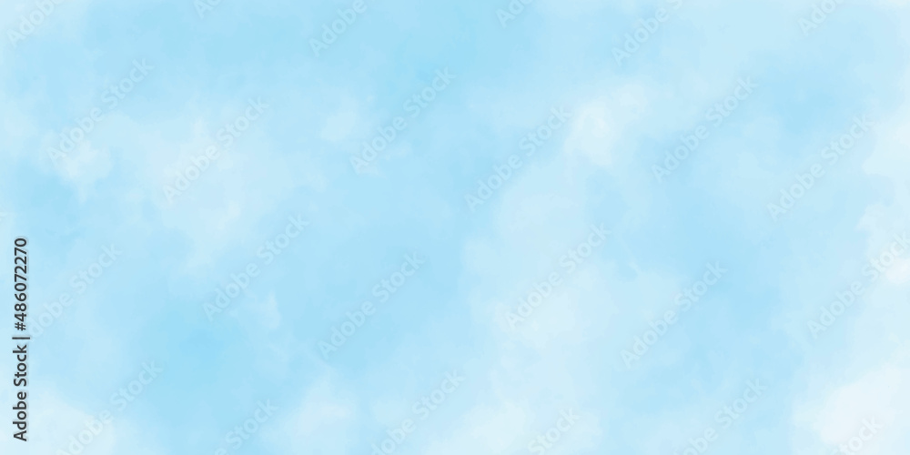 abstract watercolor painting blue sky overcast above the cloud in horizontal view