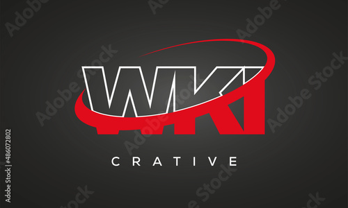 WKI letters creative technology logo with 360 symbol vector art template design