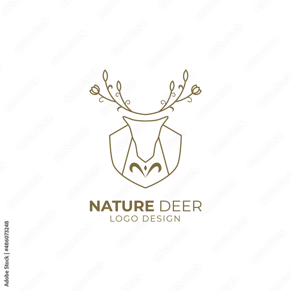 nature deer and leaf logo template nature deer and leaf logo template