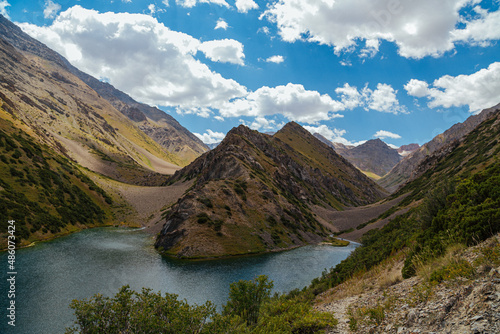 amazing mountain lake under the clouds