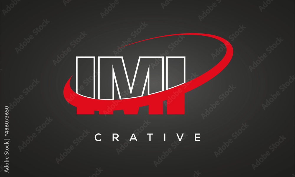 IMI letters creative technology logo with 360 symbol vector art template design