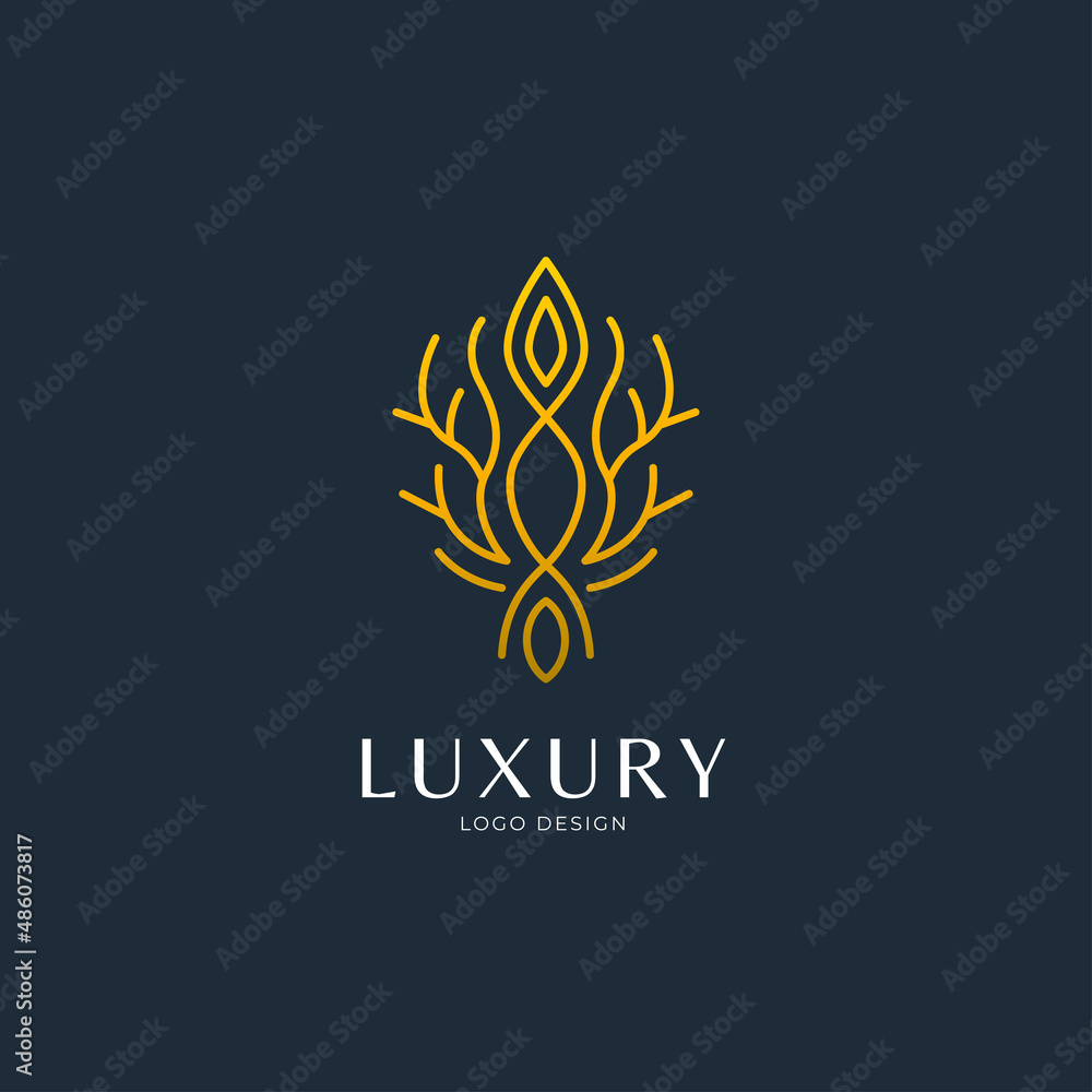 luxury abstract golden line logo design