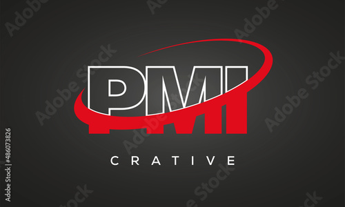 PMI letters creative technology logo with 360 symbol vector art template design photo