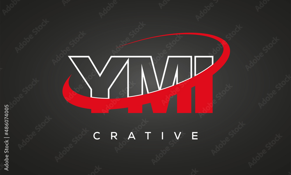 YMI letters creative technology logo with 360 symbol vector art template design
