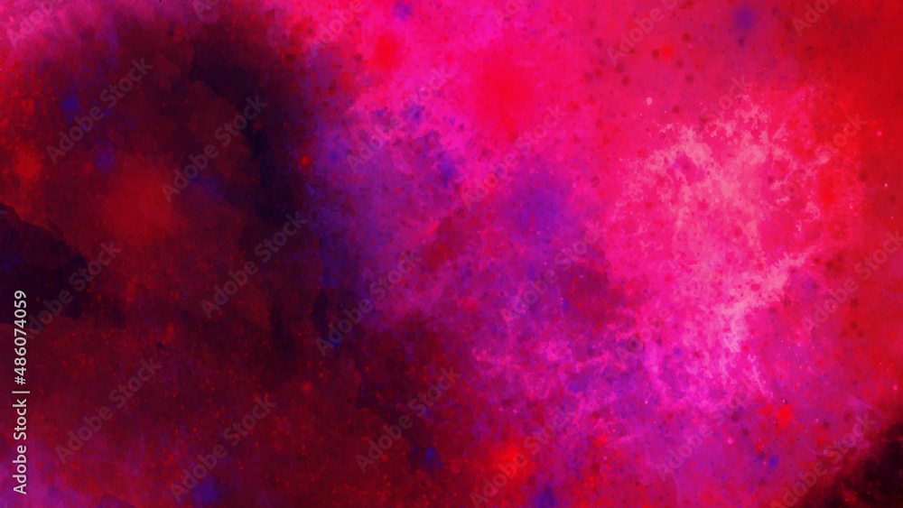 Abstract watercolor background with watercolor Vibrant purple, blue, pink and red hand painted galactic nebula. colorful background,