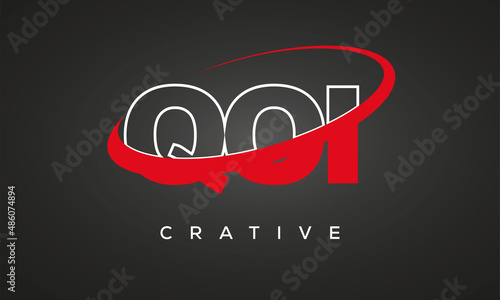 QOI letters creative technology logo with 360 symbol vector art template design photo