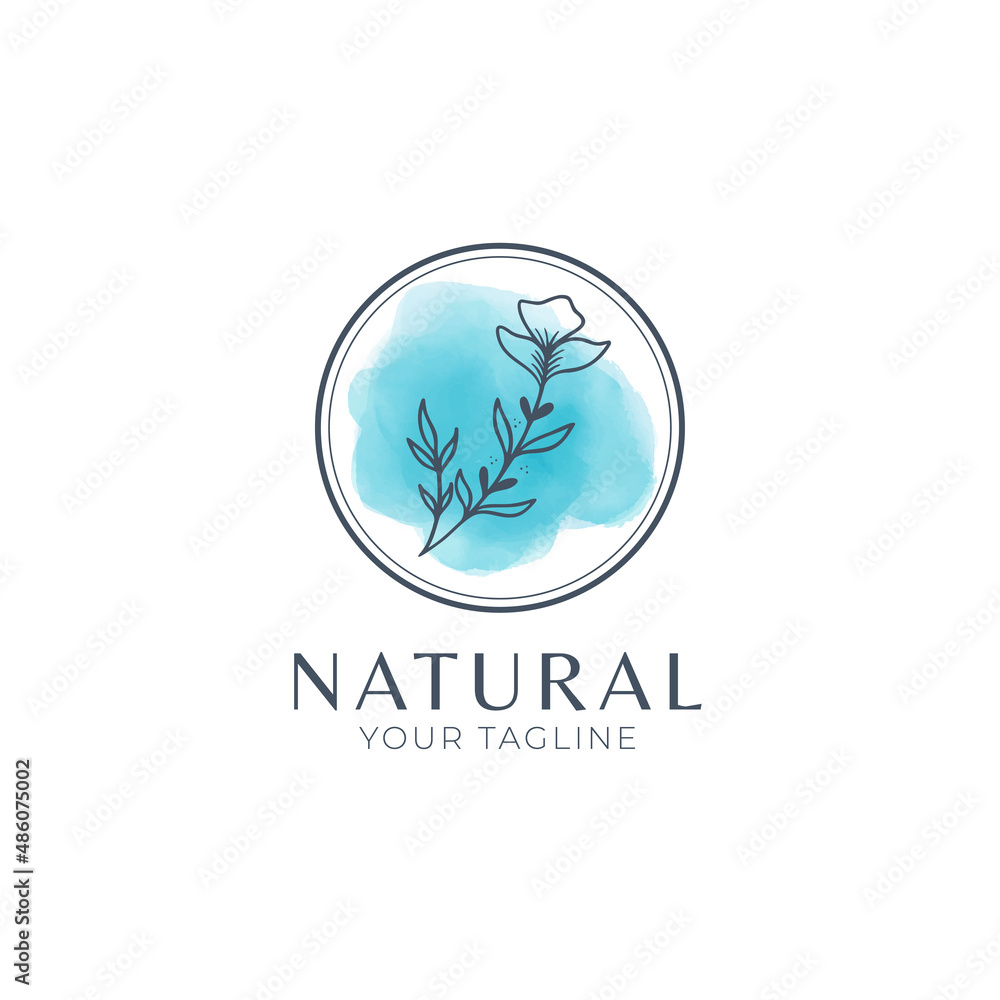 Obraz premium feminine floral and watercolor logo