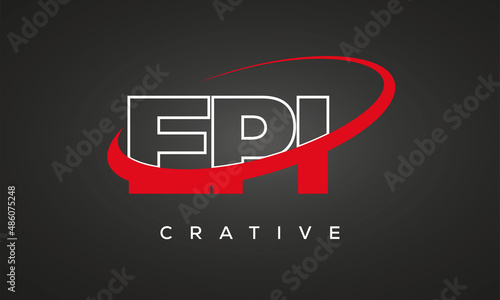 EPI letters creative technology logo with 360 symbol vector art template design