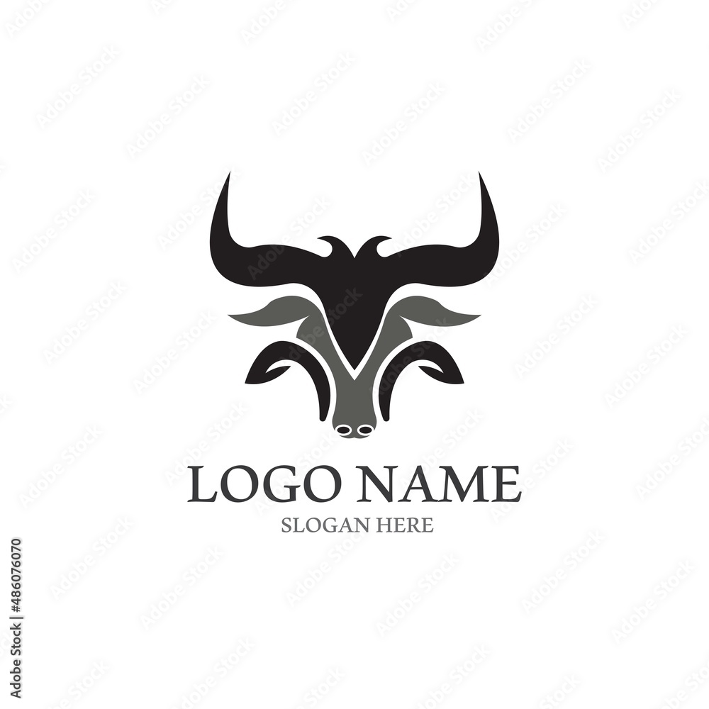 Obraz premium Bull head logo vector icon