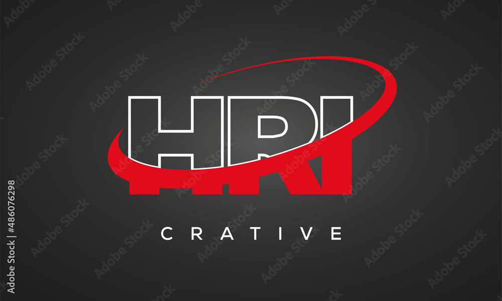 HRI letters creative technology logo with 360 symbol vector art template design